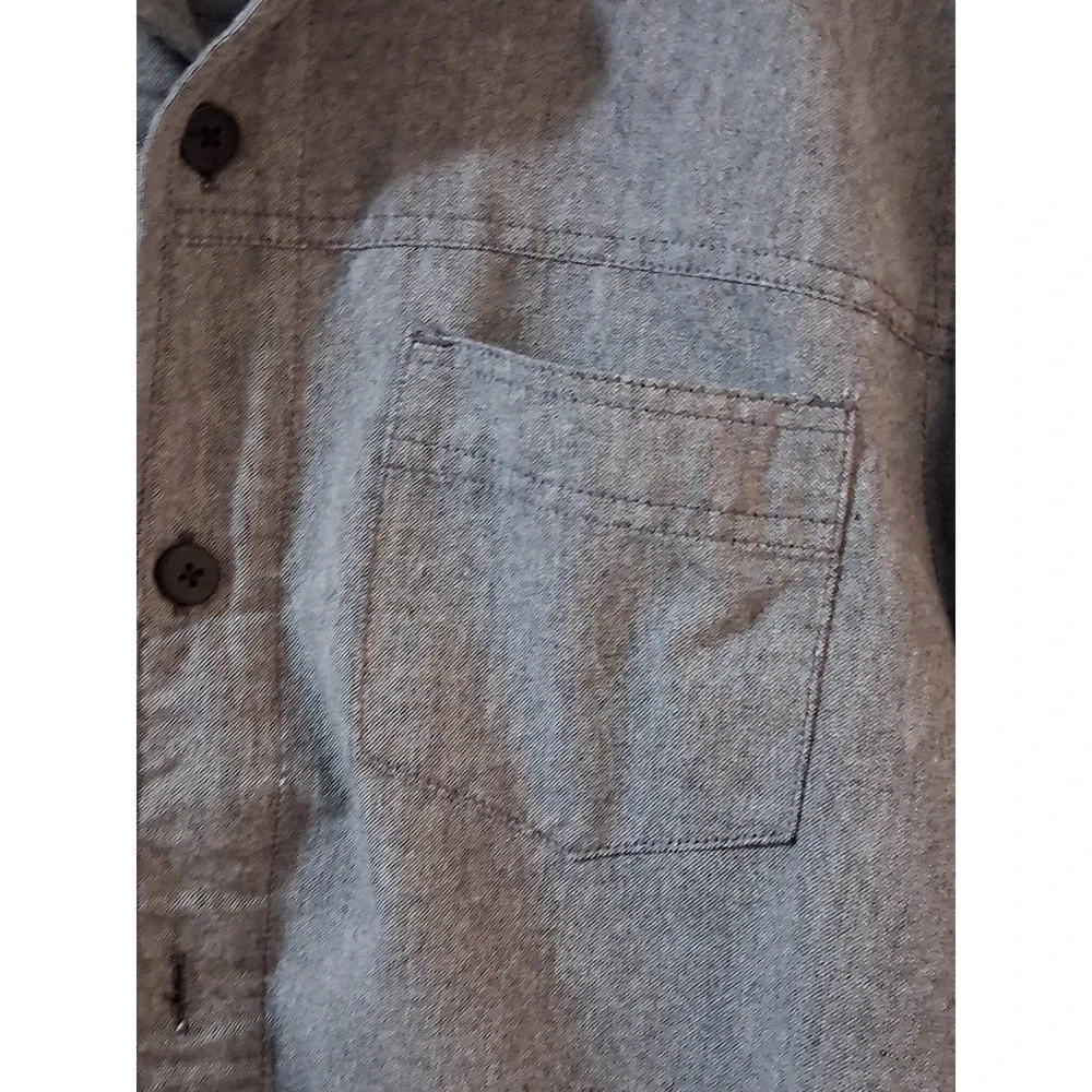 Comune Mens Gray Heather Long Sleeve Button Down Shirt Single Pocket Size M